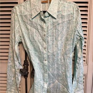 Wrangler Light Blue/Green Patterned Shirt